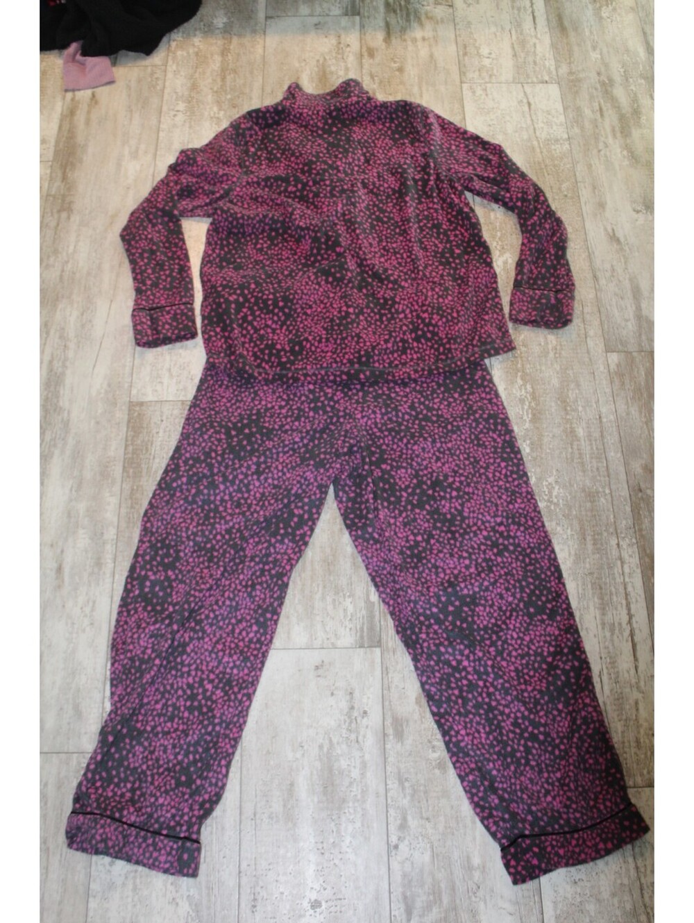 Simply Vera Vera Wang XL Pink Black Pajama Set Fleece